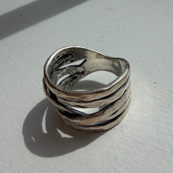 Sterling Silver 925 Multi Band Wrap Ring Chunky Open Statement Size 7 - Picture 6 of 9